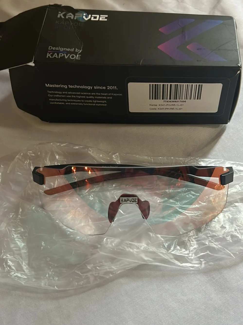 KAPVOE Shield Sports Sunglasses - Orange/Tint Lens